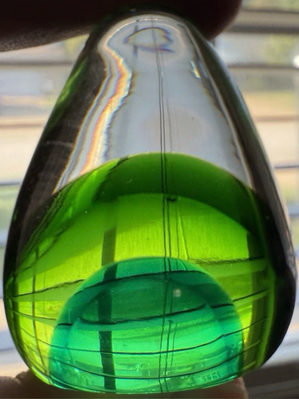 VTG Teardrop Green Glass Ombré Paper Weight Small Bright Bubble Egg Paperweight
